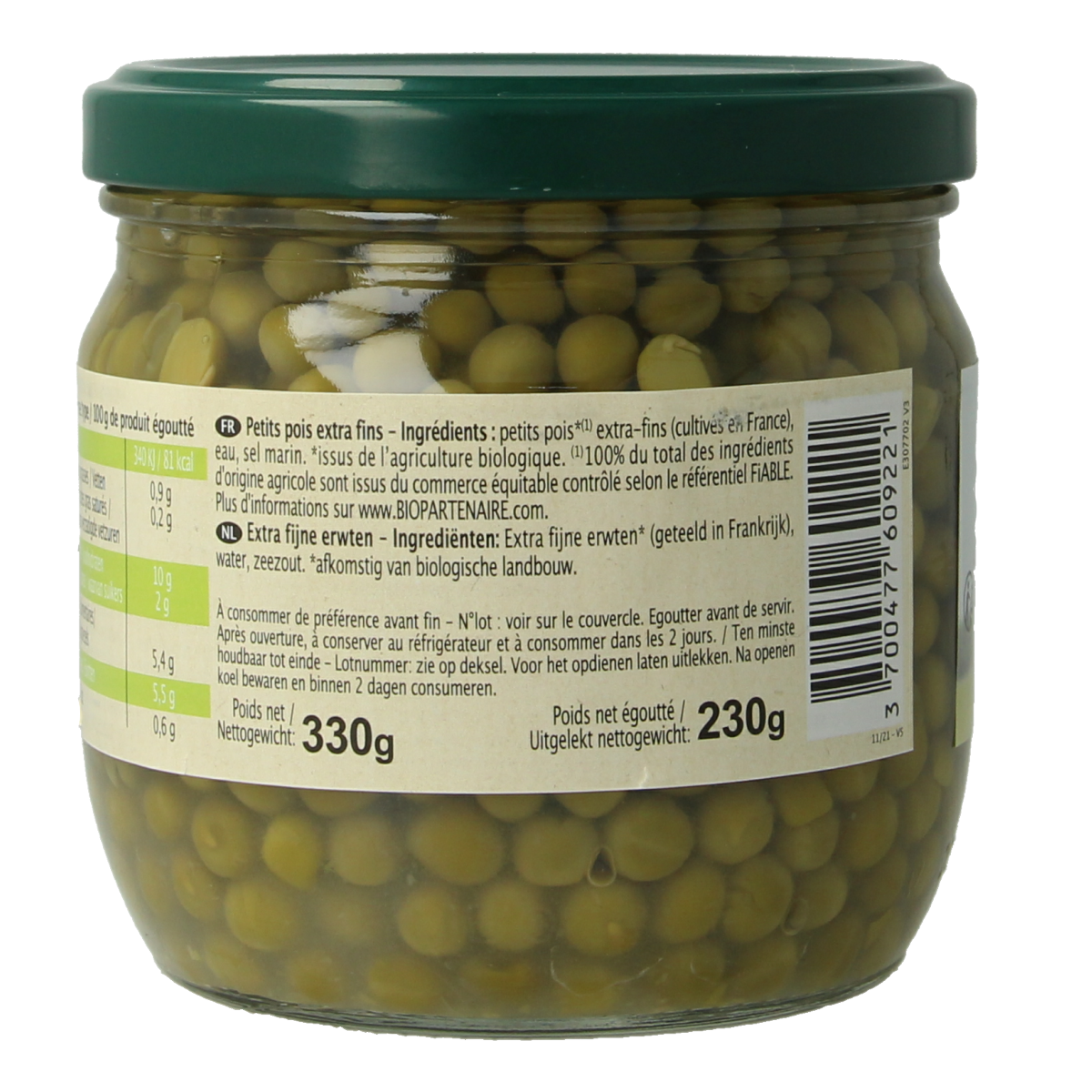 Primeal Doperwten extra fijn bio 330.00 Gram