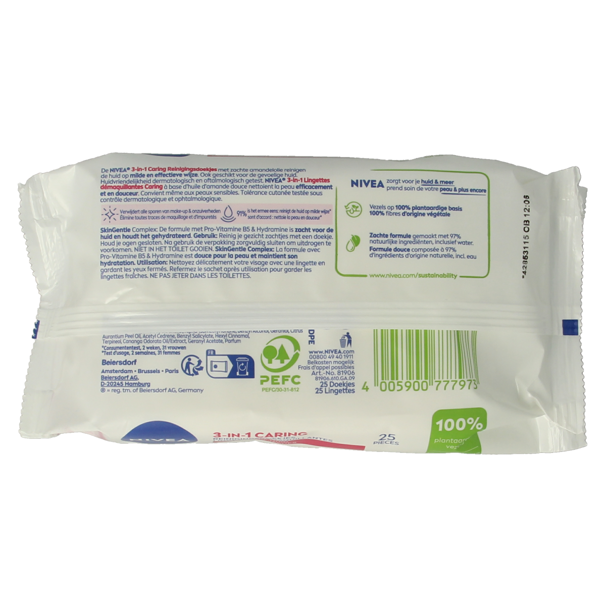 Nivea Verzachtende doekjes droge/gevoelige huid 25.00 Stuks