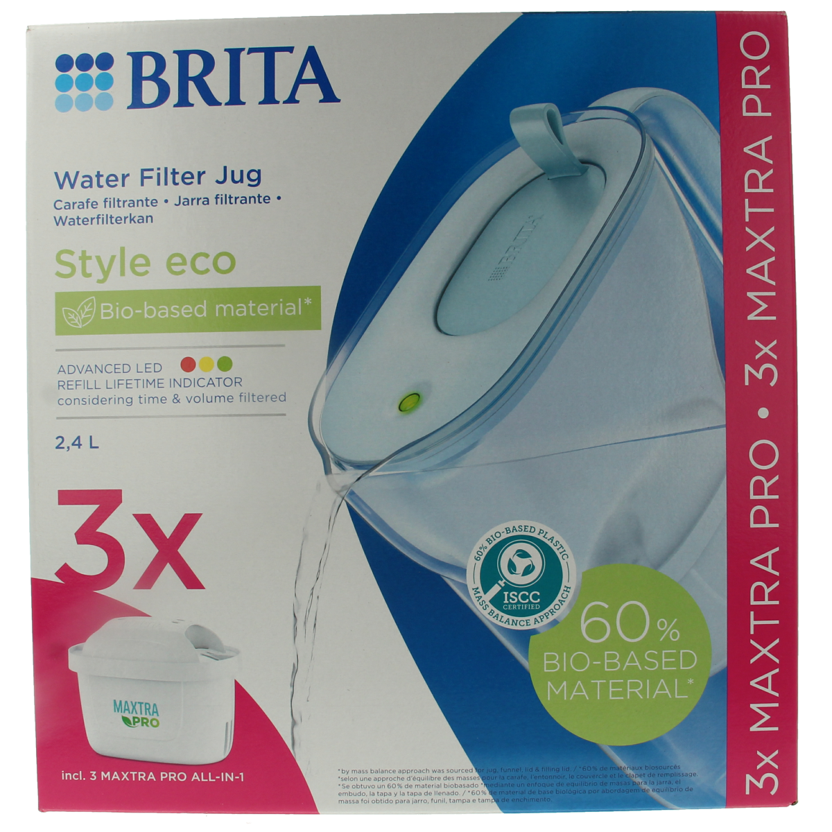 Brita Waterfilterbundel cool powder blue + 3 filters 1.00 Stuks