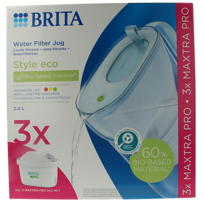 Brita Waterfilterbundel cool powder blue + 3 filters 1.00 Stuks