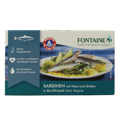 Fontaine Sardines met huid en graat 120.00 Gram