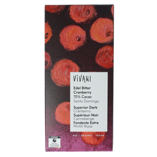 Vivani Chocolade puur cranberry 70% bio 80.00 Gram