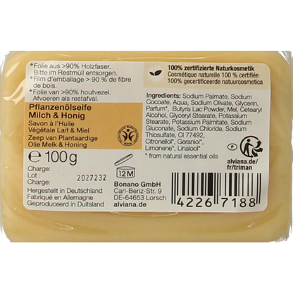 Alviana Melk & honingzeep  100.00 Gram