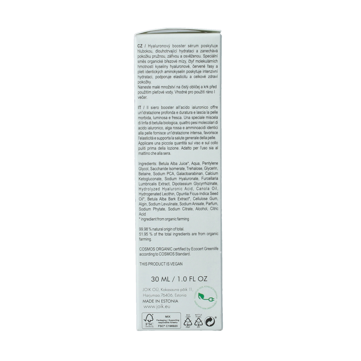 Joik Organics Moisture magnet booster serum hyaluronic acid 30.00 Milliliter