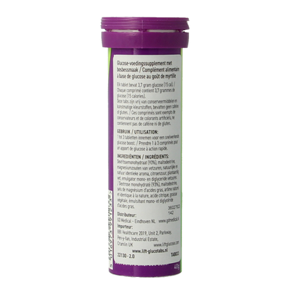 Lift LIFT GlucoTabs blueberry/bosbes buisje  10.00 Tabletten