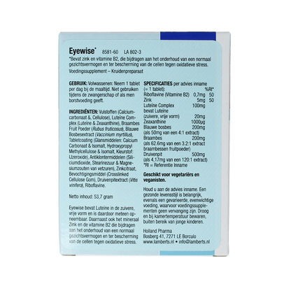 Lamberts Eyewise krachtige luteïne 20mg 60.00 Tabletten