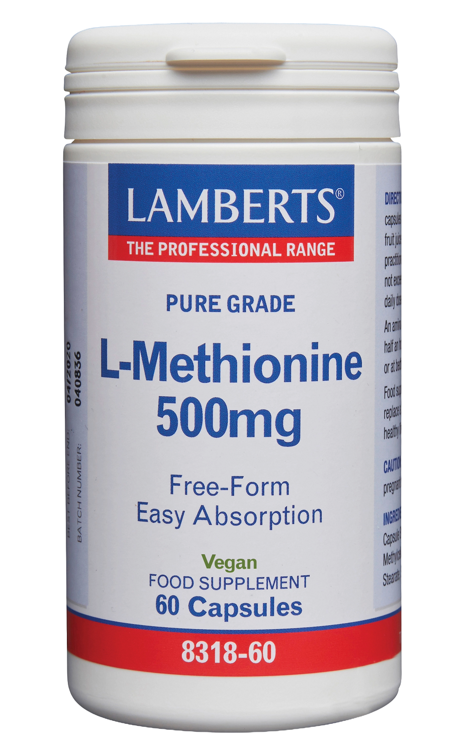 Lamberts L-Methionine 500mg 60.00 Vegetarische capsules