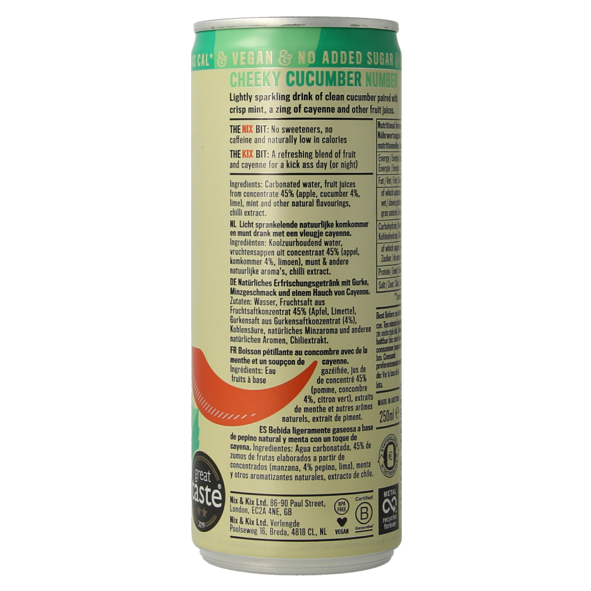 Nix & Kix Cucumber mint blikje 250.00 Milliliter