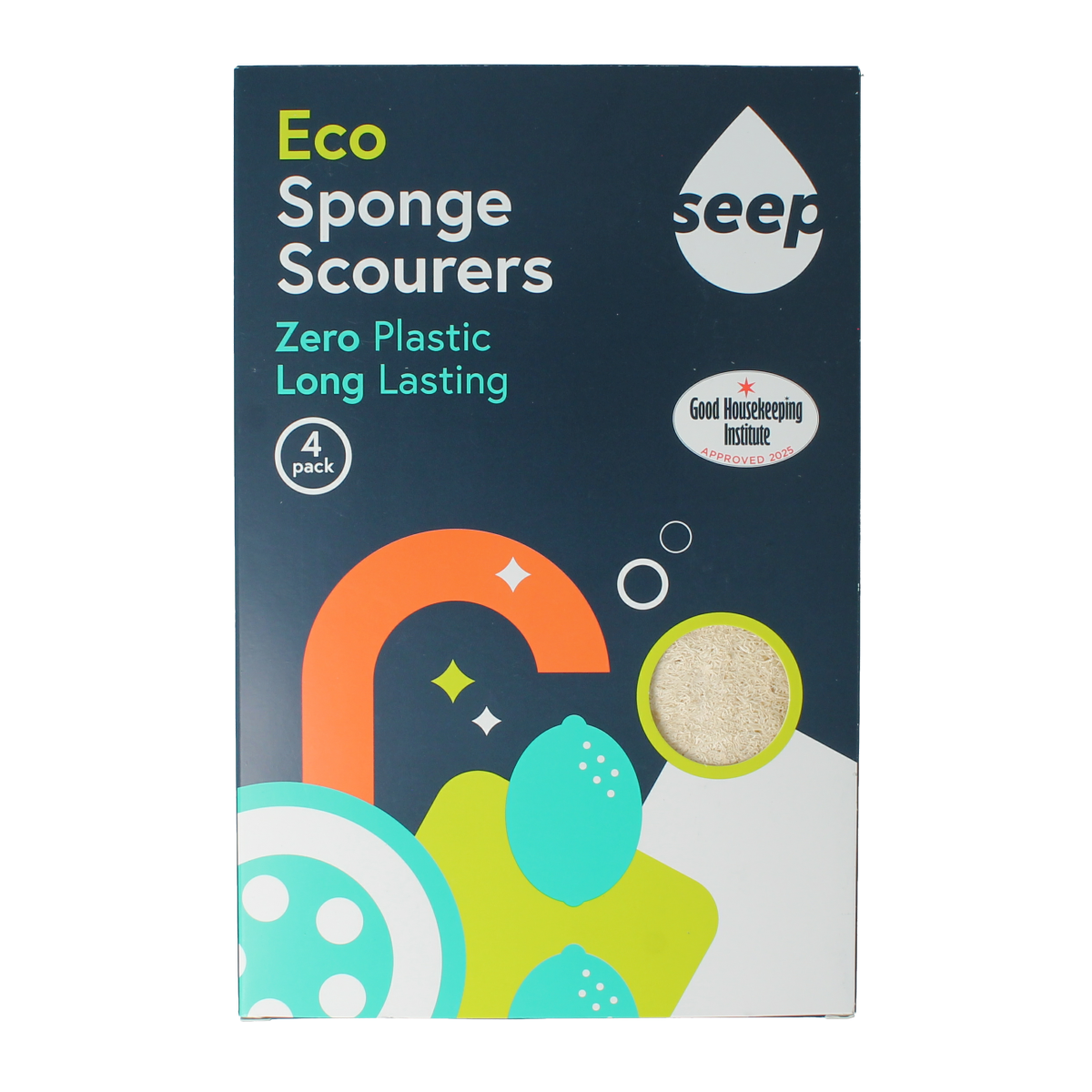 Seep Spons met schuurspons composteerbaar 4.00 Stuks