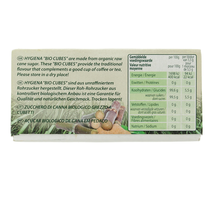 Hygiena Cubes rietsuikerklontjes bio 500.00 Gram