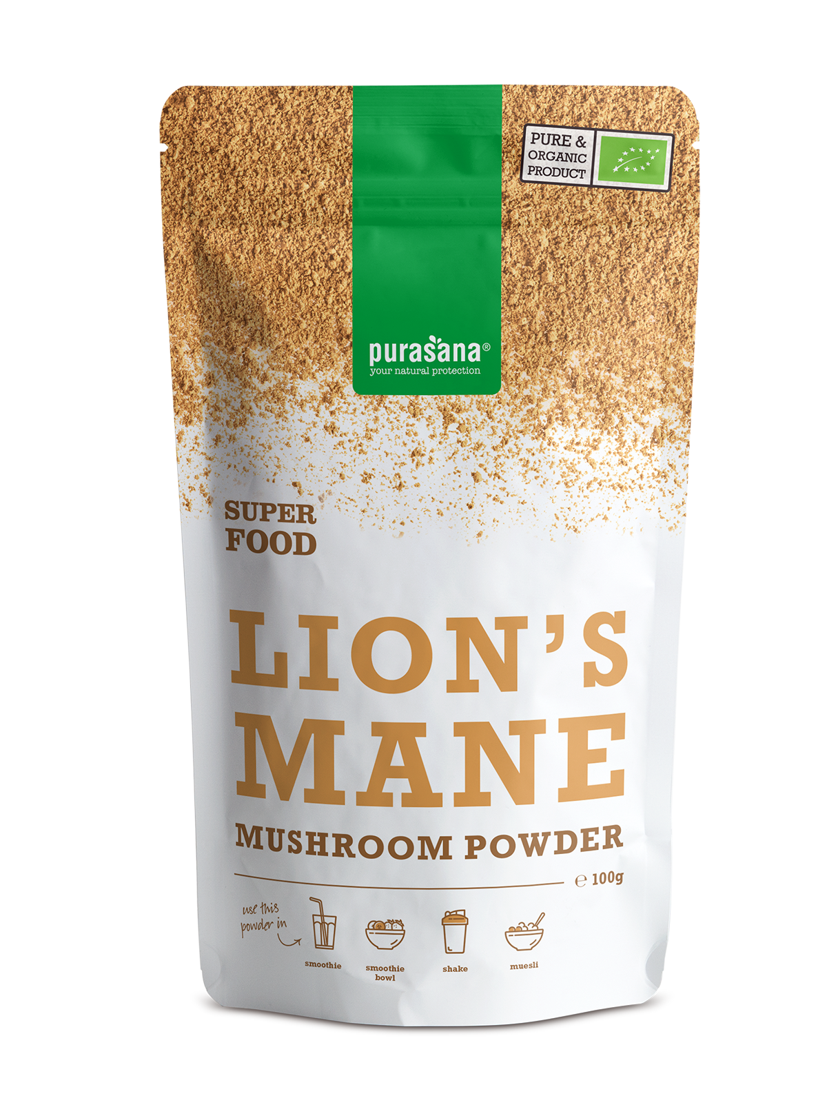 Purasana Lion's mane poeder bio 100.00 Gram