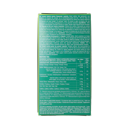 Purasana Instant Matcha Thee Capsules 16x1,5g bio  16.00 Capsules