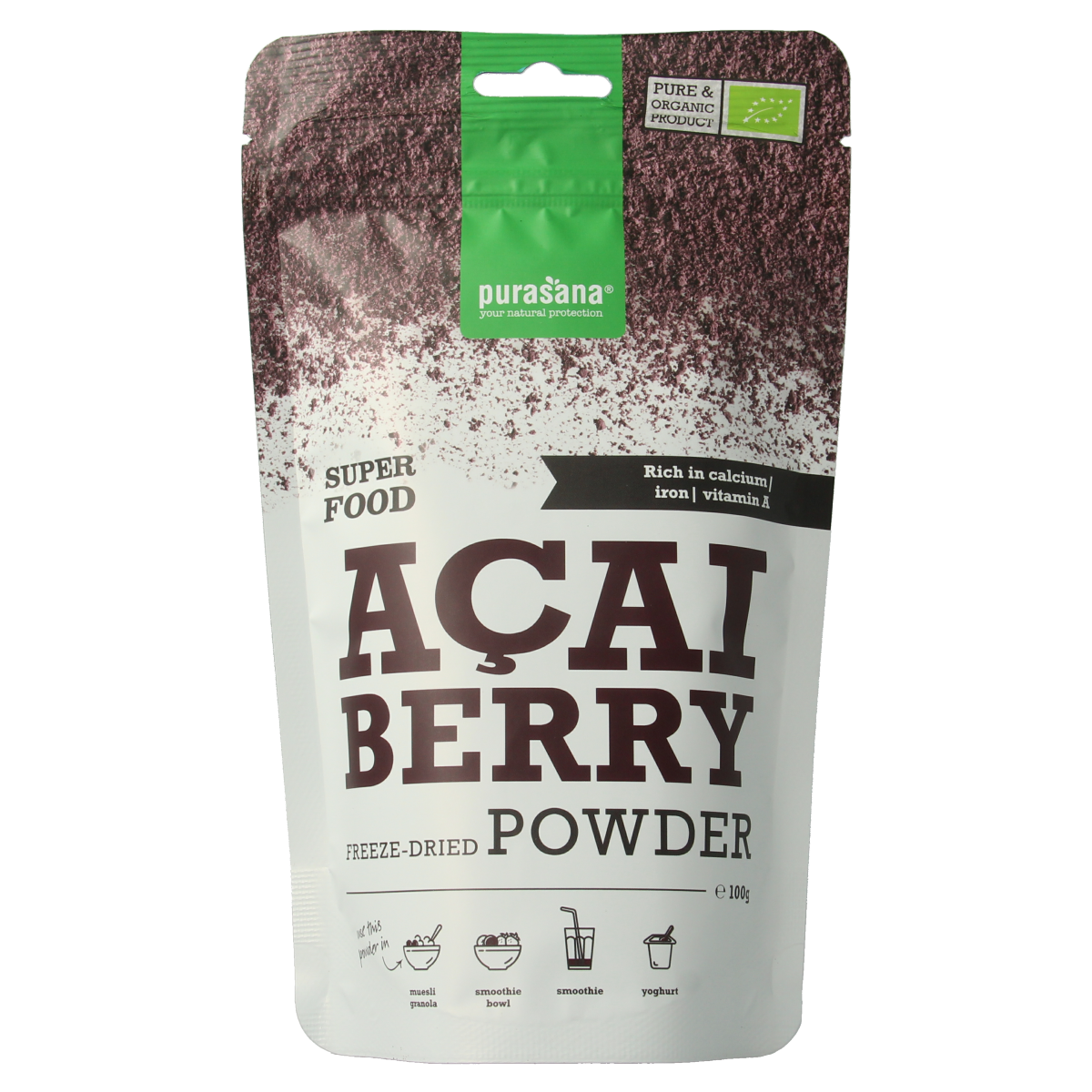 Purasana Acai bessen poeder vegan bio 100.00 Gram