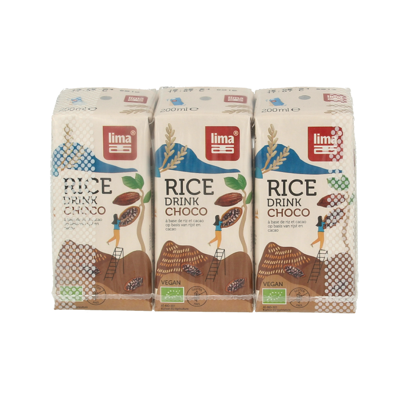 Lima Rice drink choco calcium 200ml bio  3 Stuks