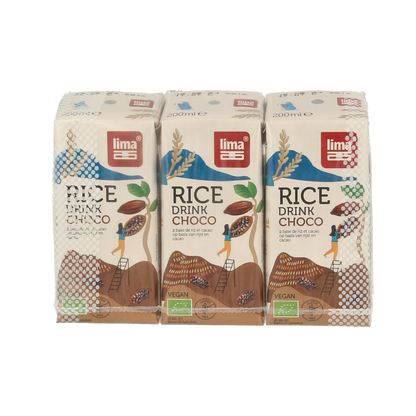 Lima Rice drink choco calcium 200ml bio  3 Stuks
