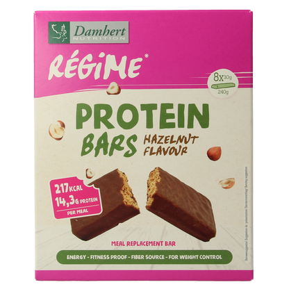 Damhert Afslank proteinereep chocolade hazelnoot 240.00 Gram