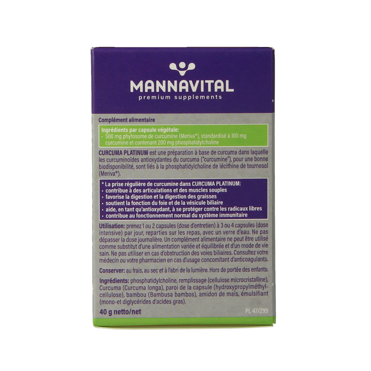 Mannavital Curcuma platinum 60.00 Vegetarische capsules