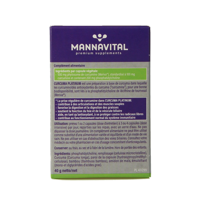 Mannavital Curcuma platinum 60.00 Vegetarische capsules