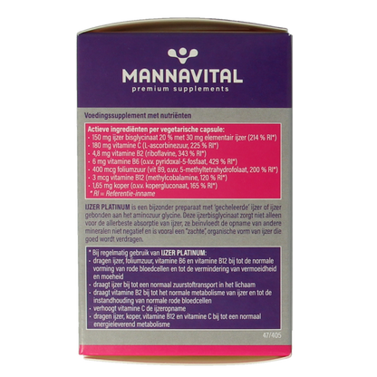 Mannavital IJzer platinum 60 Vegetarische capsules