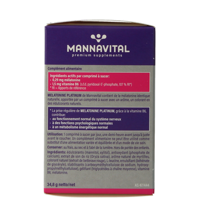 Mannavital Melatonine platinum 120.00 Smelttabletten