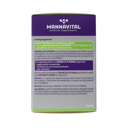 Mannavital Boswellia platinum 60.00 Vegetarische capsules