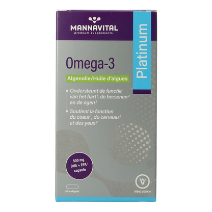 Mannavital Omega-3 algenolie platinum 60.00 Softgels
