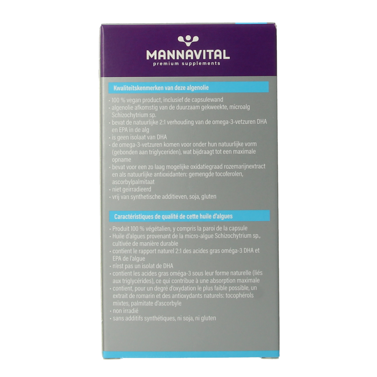 Mannavital Omega-3 algenolie platinum 60.00 Softgels