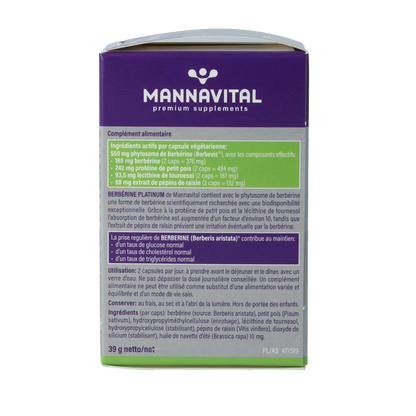 Mannavital Berberine platinum 60.00 Vegetarische capsules
