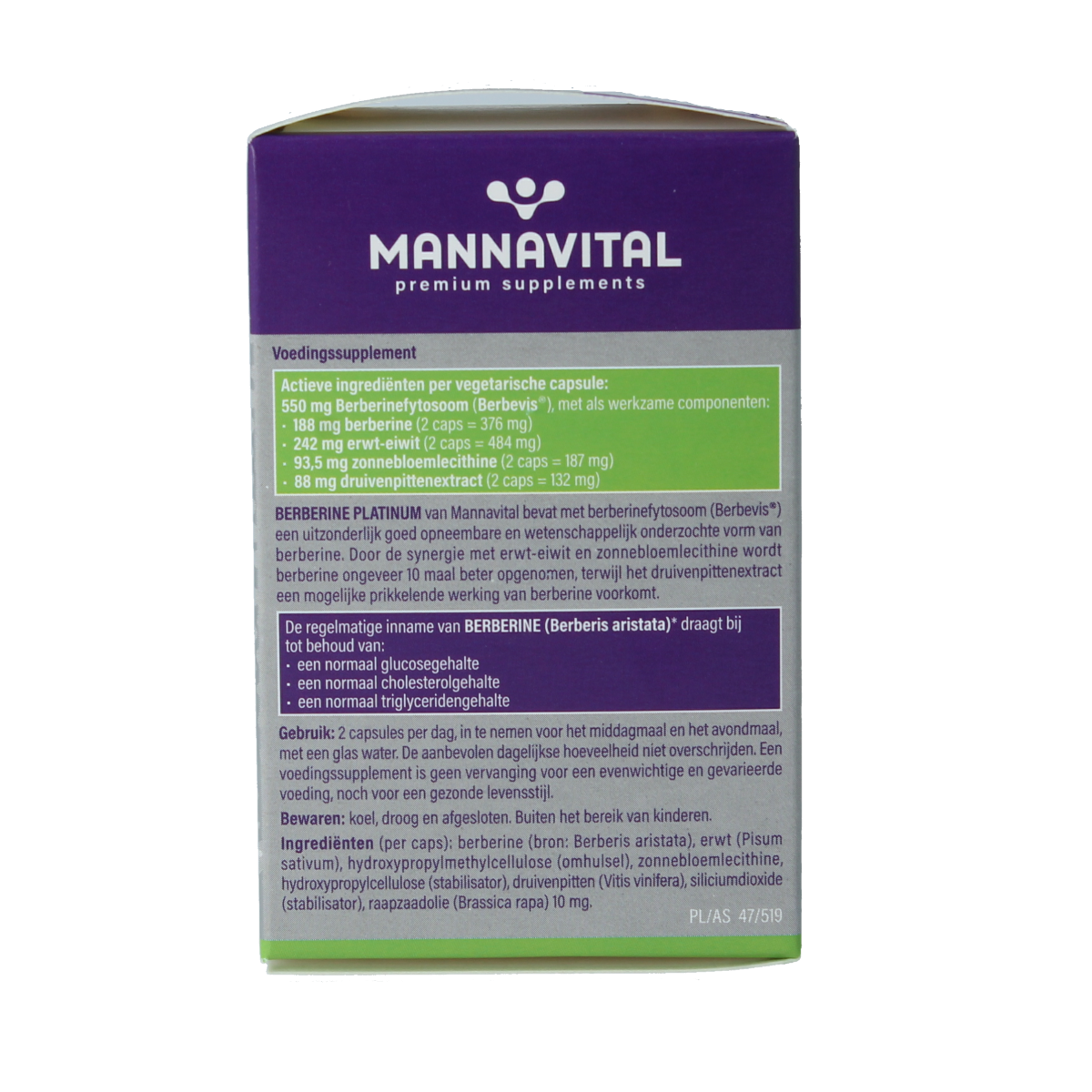 Mannavital Berberine platinum 60.00 Vegetarische capsules
