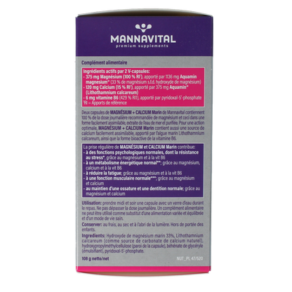 Mannavital Mariene magnesium + calcium platinum 120 Vegetarische capsules