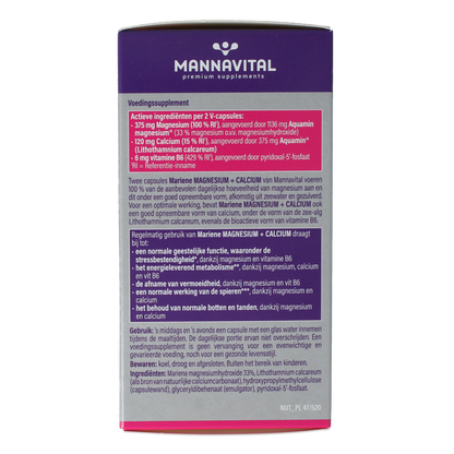 Mannavital Mariene magnesium + calcium platinum 120 Vegetarische capsules