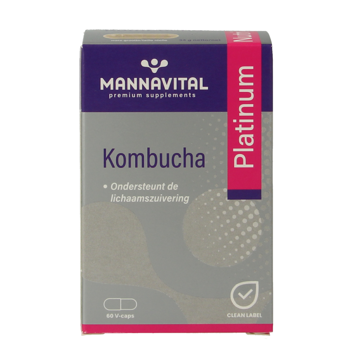 Mannavital Kombucha platinum 60.00 Vegetarische capsules