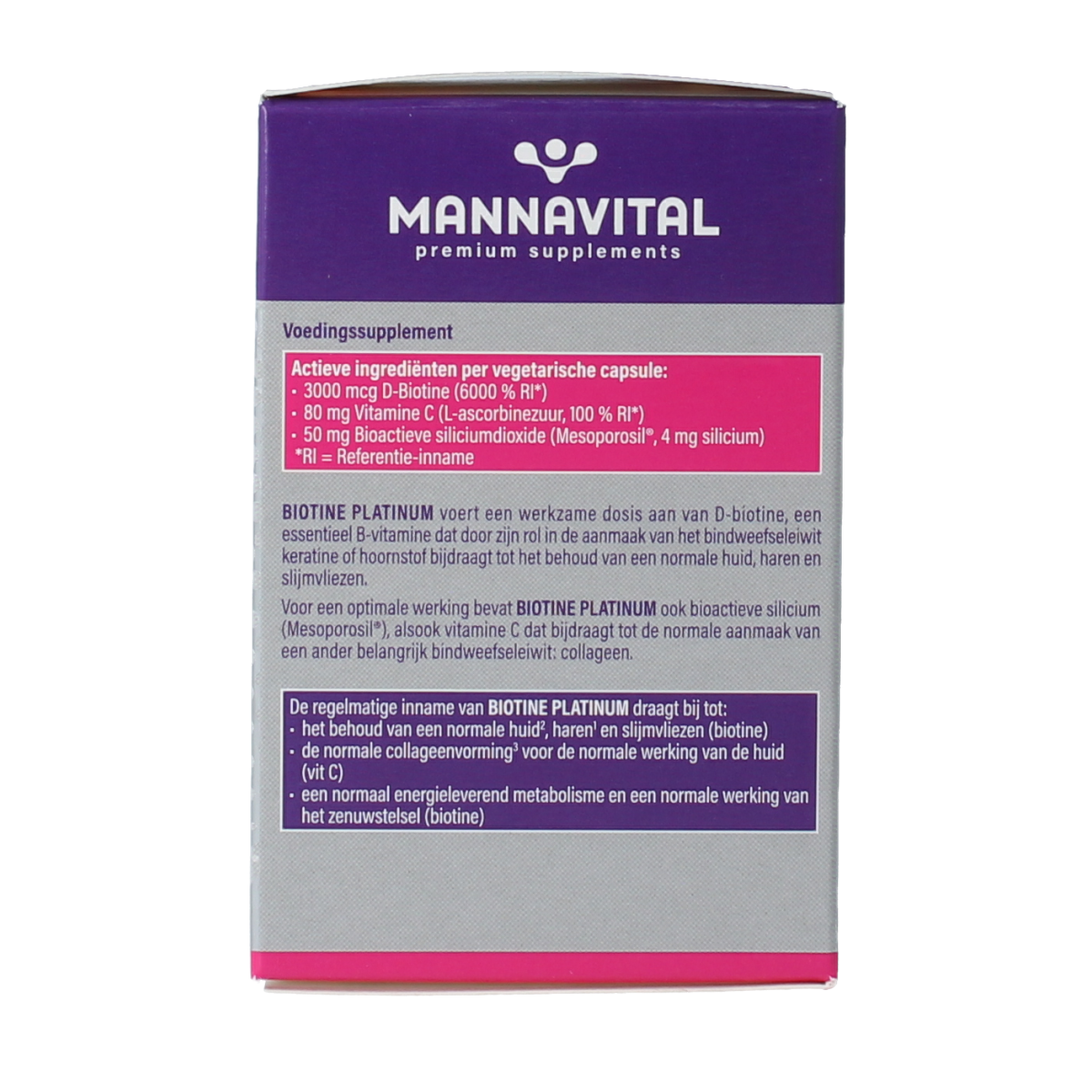 Mannavita Biotine platinum 60.00 Vegetarische capsules