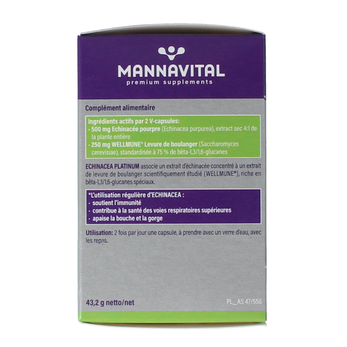 Mannavital Echinacea platinum 60.00 Vegetarische capsules