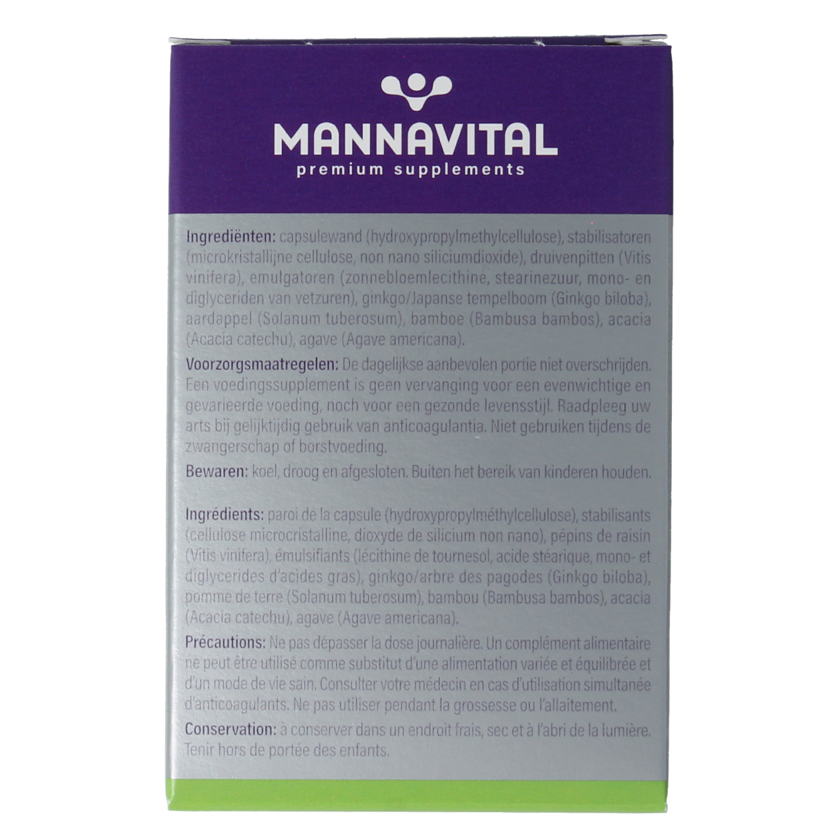 Mannavital Ginkgo platinum 60.00 Vegetarische capsules