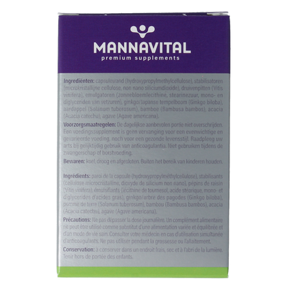 Mannavital Ginkgo platinum 60.00 Vegetarische capsules
