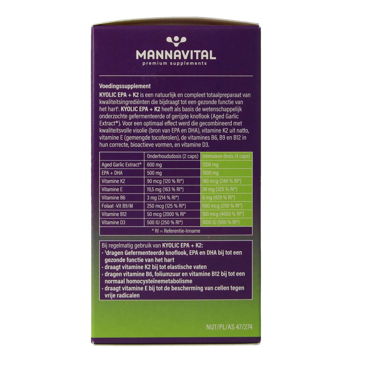 Mannavital Kyolic EPA & K2 80.00 Capsules