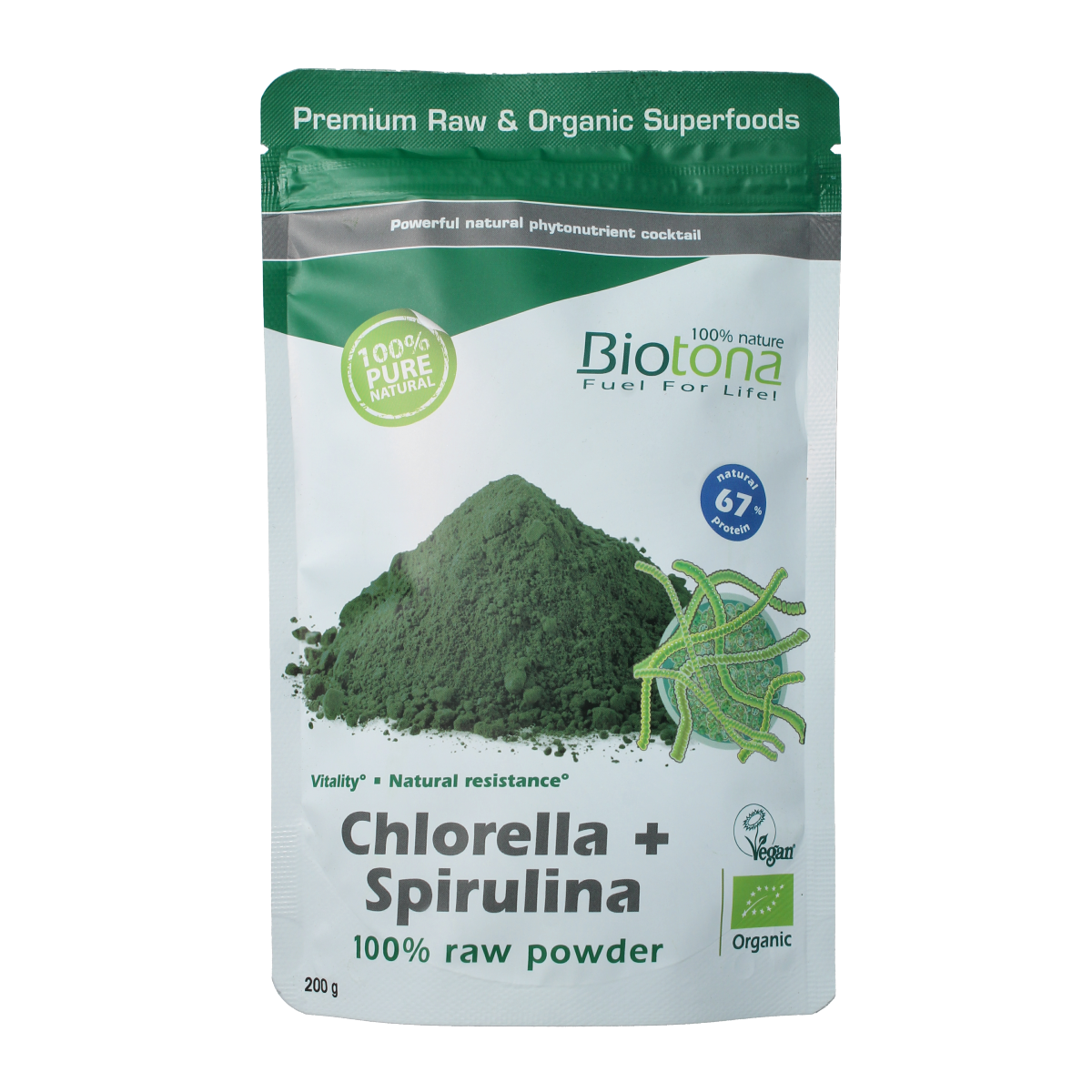 Biotona Chlorella & spirulina raw powder bio 200.00 Gram