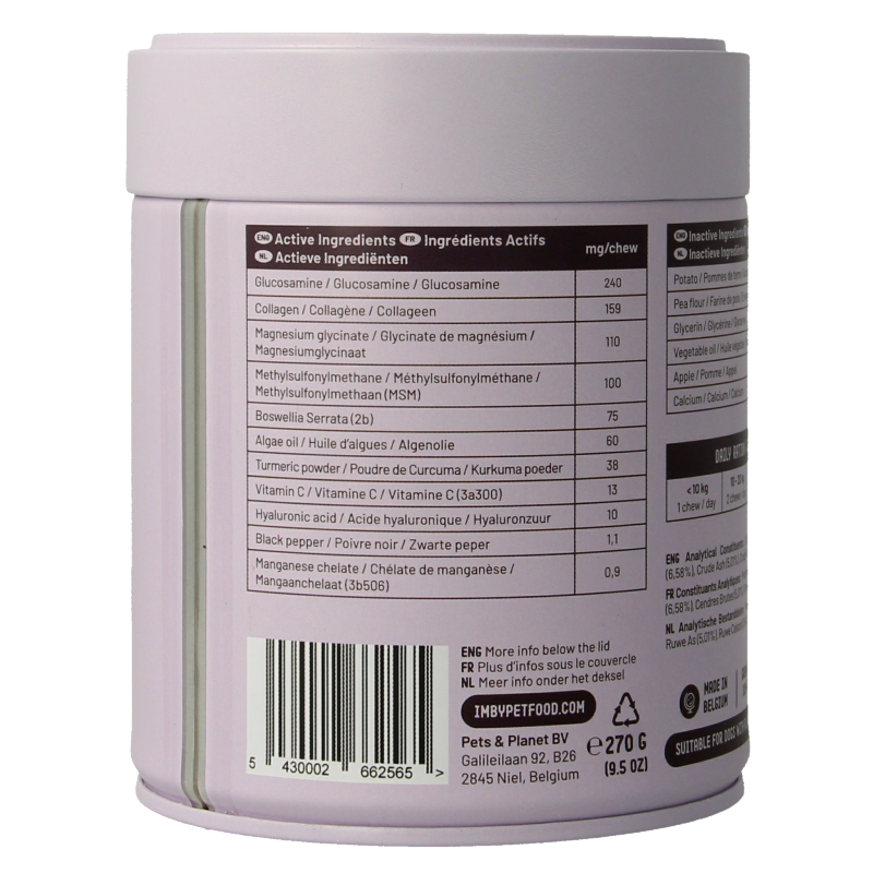 Imby Pet Food  Gewrichten & mobiliteit supplementen hond 90 Kauwtabletten
