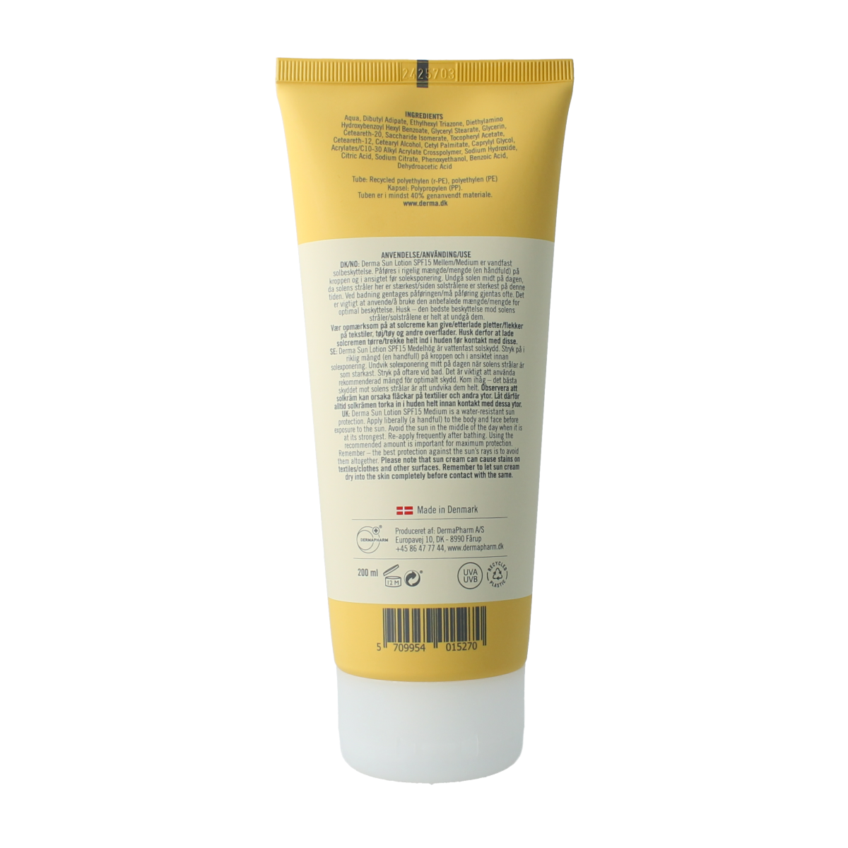 Derma Sun lotion SPF15 200.00 Milliliter