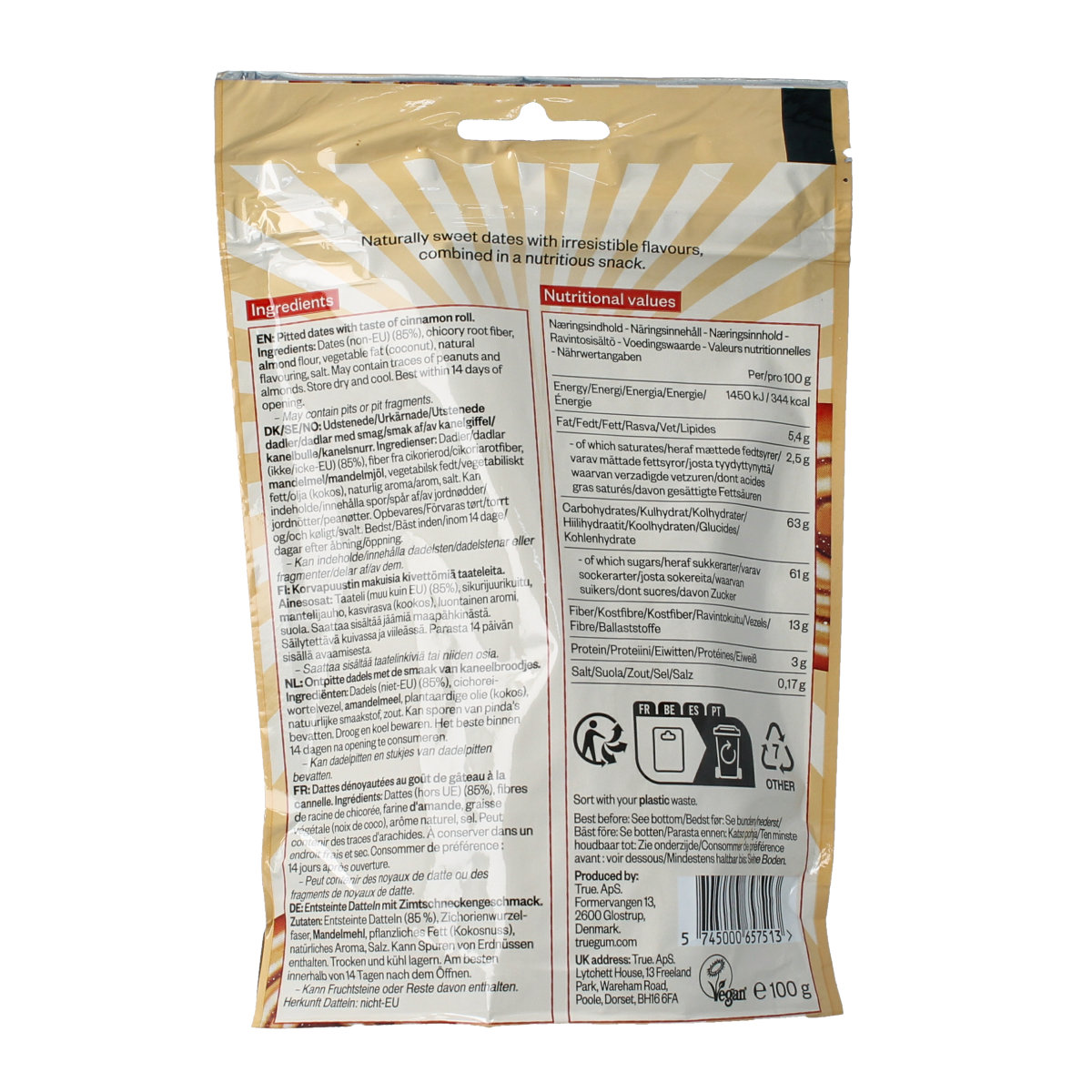 True dates Cinnamon roll 100.00 Gram