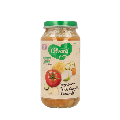 Olvarit Vegetarische pasta courgette mozzarella 15M09 250 Gram