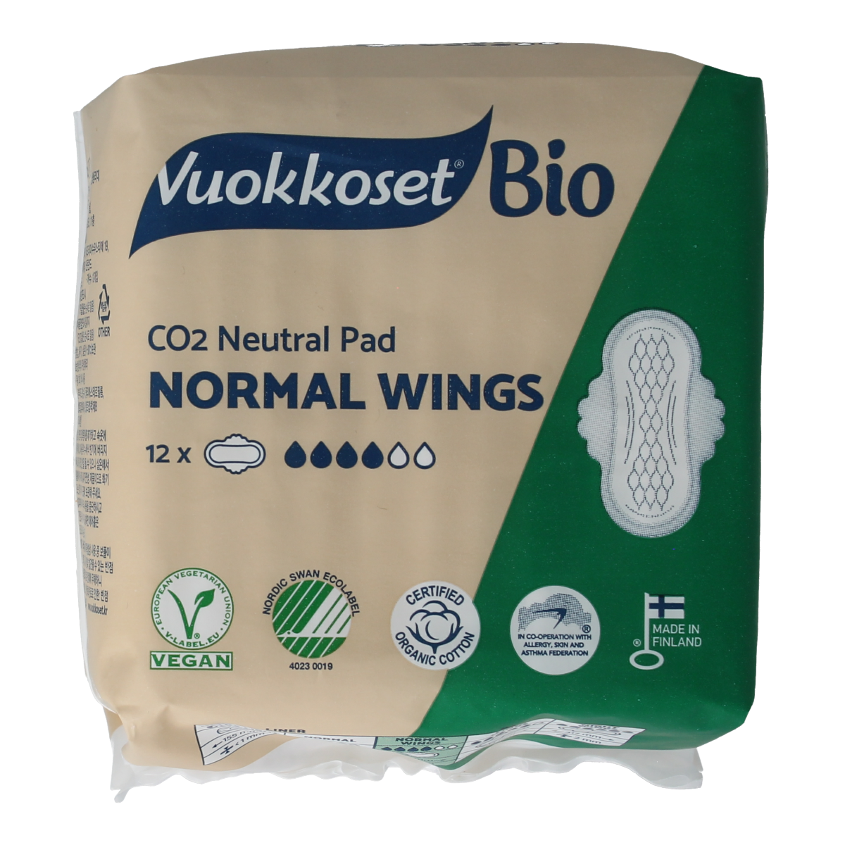Vuokkoset Bio Maandverband normal wings 12.00 Stuks