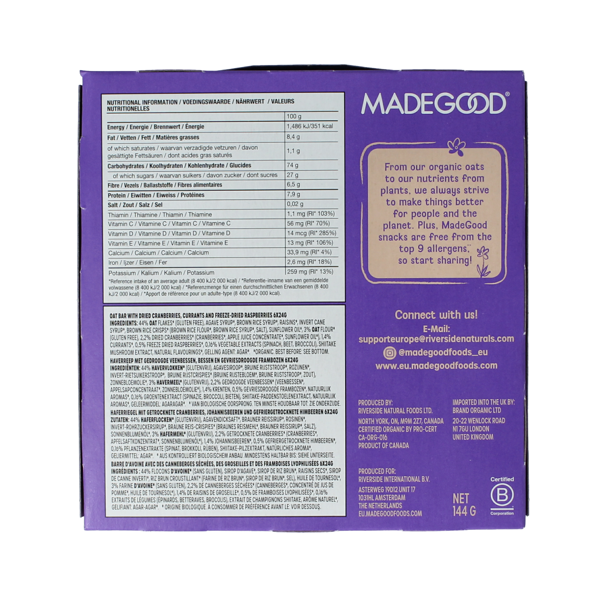 Made Good Granola bar mixed berries 24 gram bio 6.00 Stuks