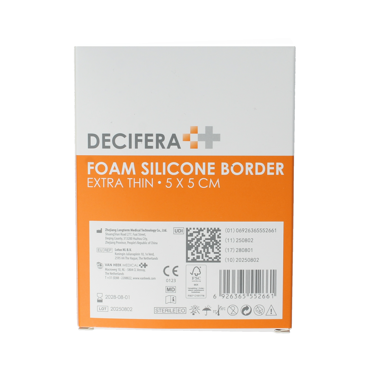 Decifera Foam silicone border extra dun 5x5cm 5.00 Stuks