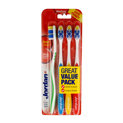 Jordan Tandenborstel totalclean medium 4 Stuks