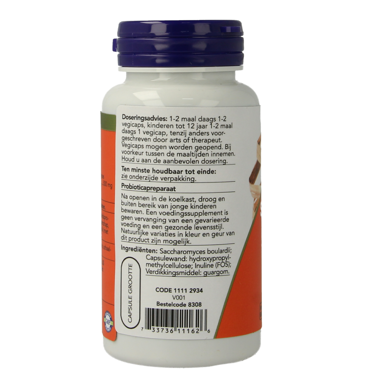 NOW Saccharomyces boulardii 500mg 60.00 Vegetarische capsules