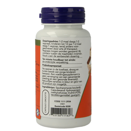 NOW Saccharomyces boulardii 500mg 60.00 Vegetarische capsules