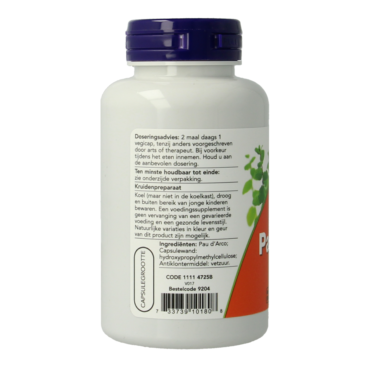NOW Pau d'arco 500mg 100.00 Vegetarische capsules