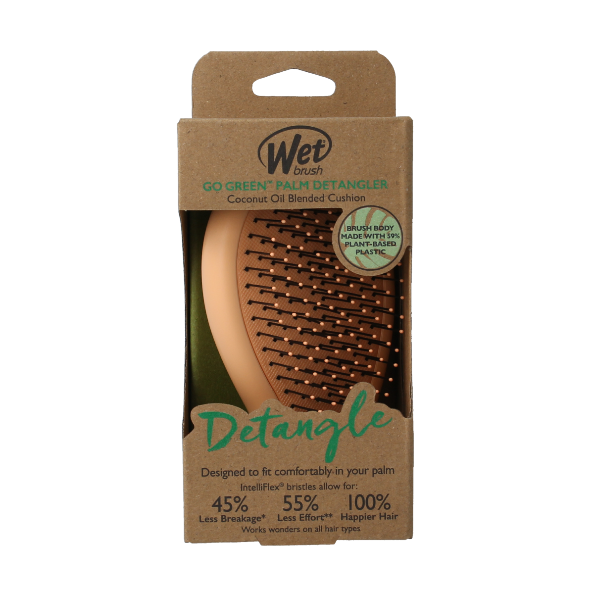Wet Brush Go green palm detangler orange coconut oil 1.00 Stuks